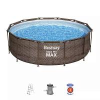 Bestway 56709 BW Каркасный бассейн Steel Pro Max 366х100см "Ротанг" 9150л, фил.-насос 2006л/ч, лестница Bestway 56709 BW Каркасный бассейн Steel Pro Max 366х100см "Ротанг" 9150л, фил.-насос 2006л/ч, лестница
