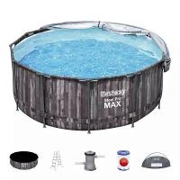 Bestway 5619K BW Каркасный бассейн Steel Pro Max 366х122см, 10250л, с навесом, фил.-насос 2006л/ч, лестница, тент Bestway 5619K BW Каркасный бассейн Steel Pro Max 366х122см, 10250л, с навесом, фил.-насос 2006л/ч, лестница, тент